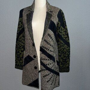 DESIGUAL ICON MULTI-TEXTURED SWEATER CARDIGAN BLAZER  - ART TO WEAR  EUC SIZE XS